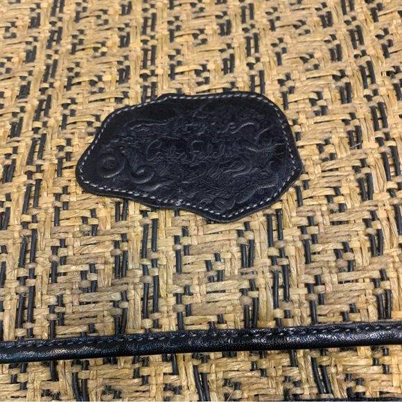 Carlos Falchi Multi Media Straw Flap Over Crossbody Bag - Picture 7 of 11